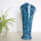 Handmade ceramic vase, glazed blue and yellow, vintage