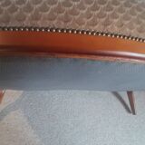 2-seater Louis XV style sofa - arched legs - Art Deco patterned velvet fabric - Beige