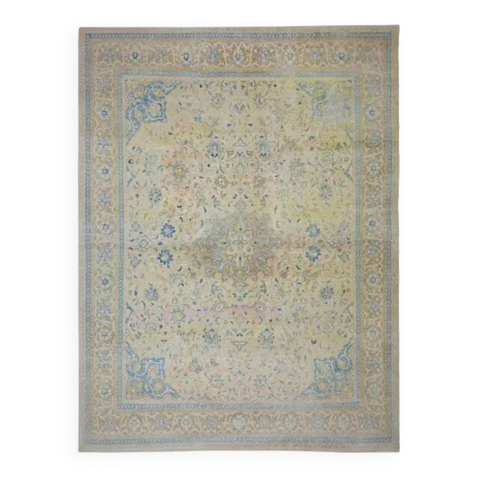 1970s Vintage Persian Handmade Wool Cotton Orange Area Rug 293x382