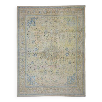 1970s Vintage Persian Handmade Wool Cotton Orange Area Rug 293x382