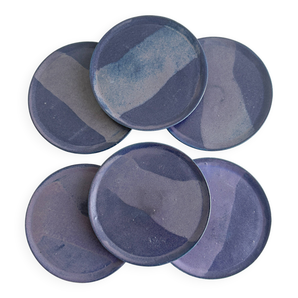 Assiettes violettes ceramique lot de 6