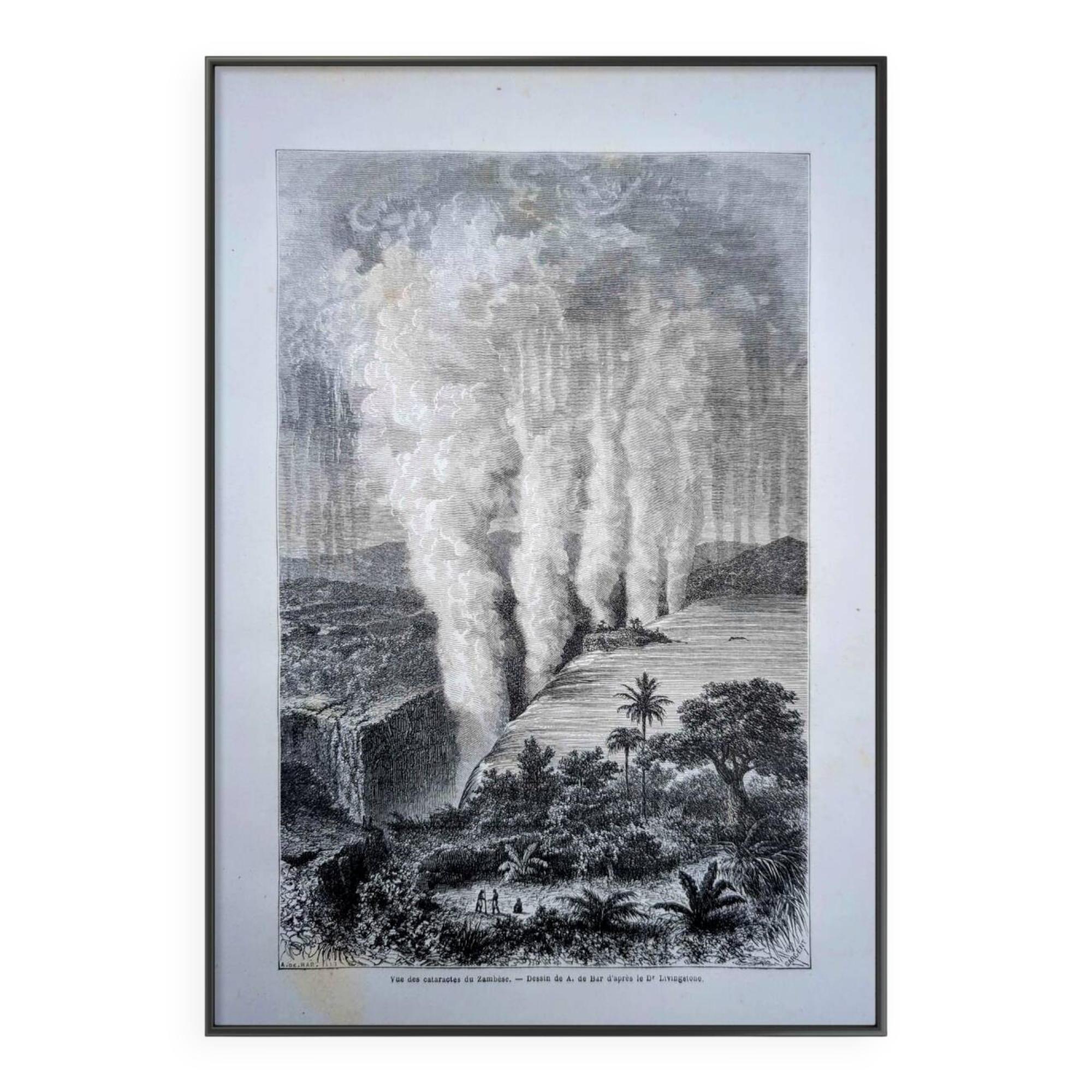Les chutes Victoria, Afrique. Illustration imprimée en 1866.