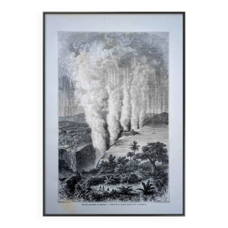 Victoria Falls, Africa. Printed illustration from 1866.