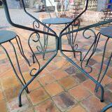 Wrought iron garden furniture , 1 table , 4 chairs