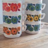 Set of seven arcopal coffee cups