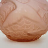 Art deco ball vase in pink glass paste with bird decoration