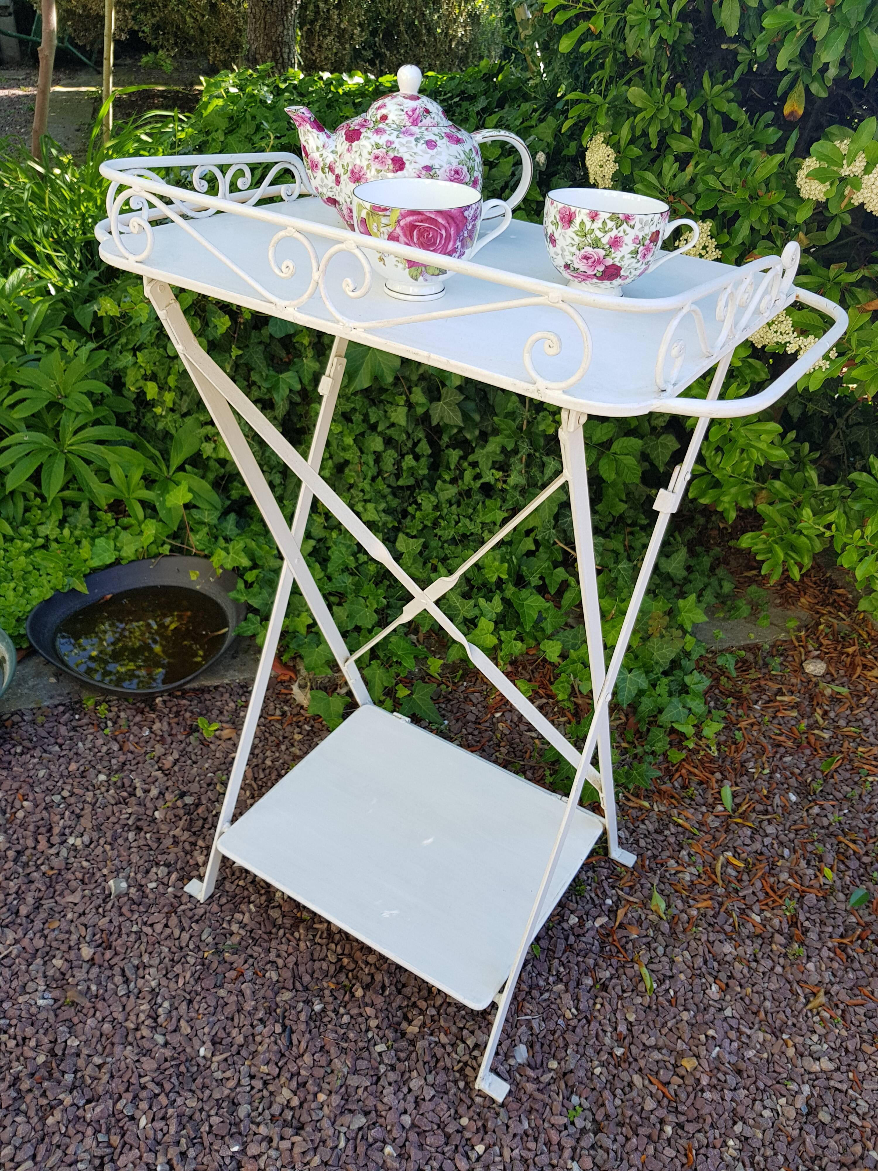 Service  table white wrought iron
