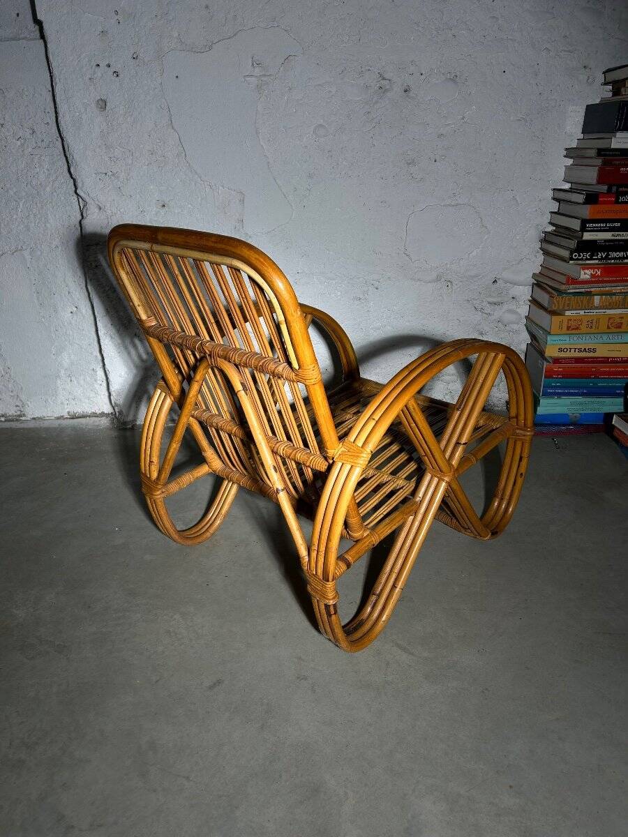 3 fauteuils en rotin attribués à Paul Frankl