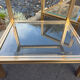Pair of side tables Pierre Vandel Paris, gold metal and glass, year