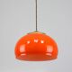 Mid-Century Italian Orange Glass and Brass Pendant Lamp