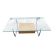 Table basse tubulaire en verre et bois, 1 tiroir, Ikea 1990