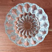 Transparent glass dessert service, vintage salad bowl France.