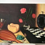 Oil painting on canvas still life with chessboard
