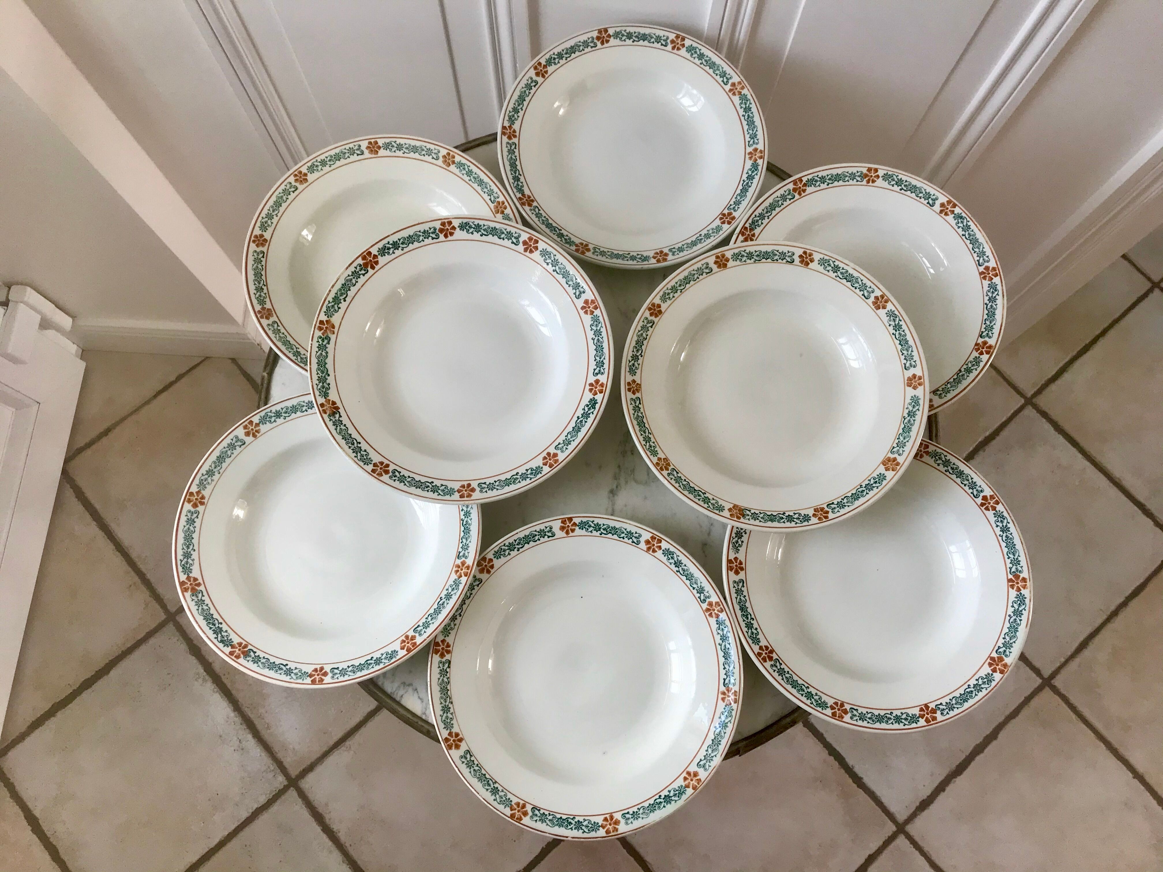 lot of 8 hollow plates Terre de Fer St Amand model "Molière" XXth