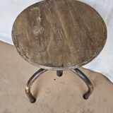 Old workshop stool in teak + wrought iron