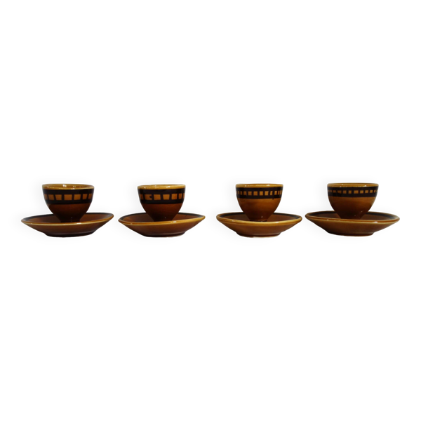4 coquetiers céramique vernissée Longchamp années 70