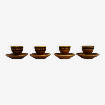 4 Longchamp glazed ceramic egg cups from the 70s