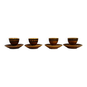 4 Longchamp glazed ceramic egg cups from the 70s