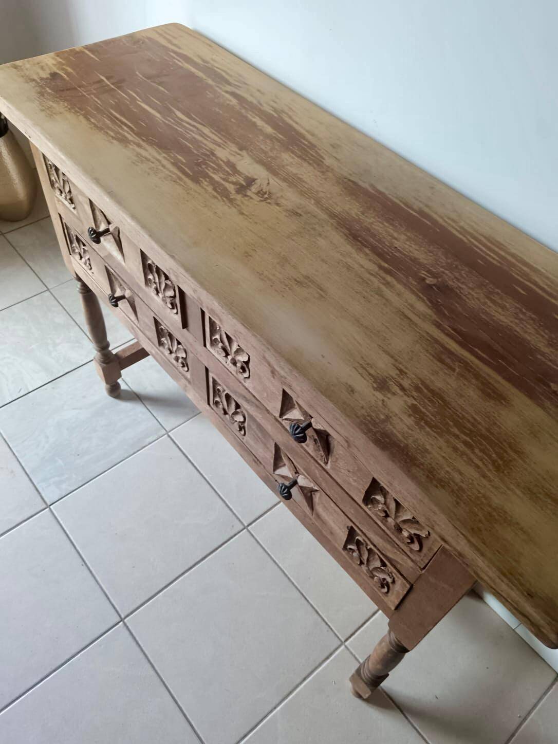 Antique Spanish hand-carved console table