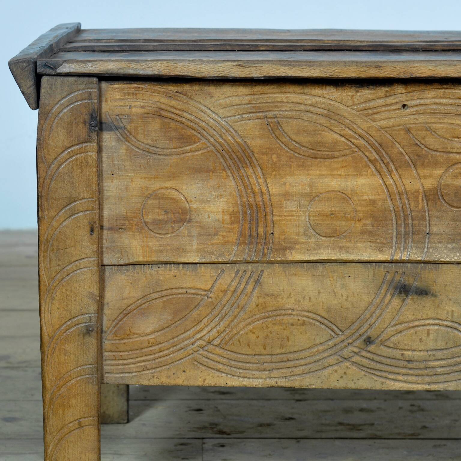 Antique beech shepherd's chest, 1850s