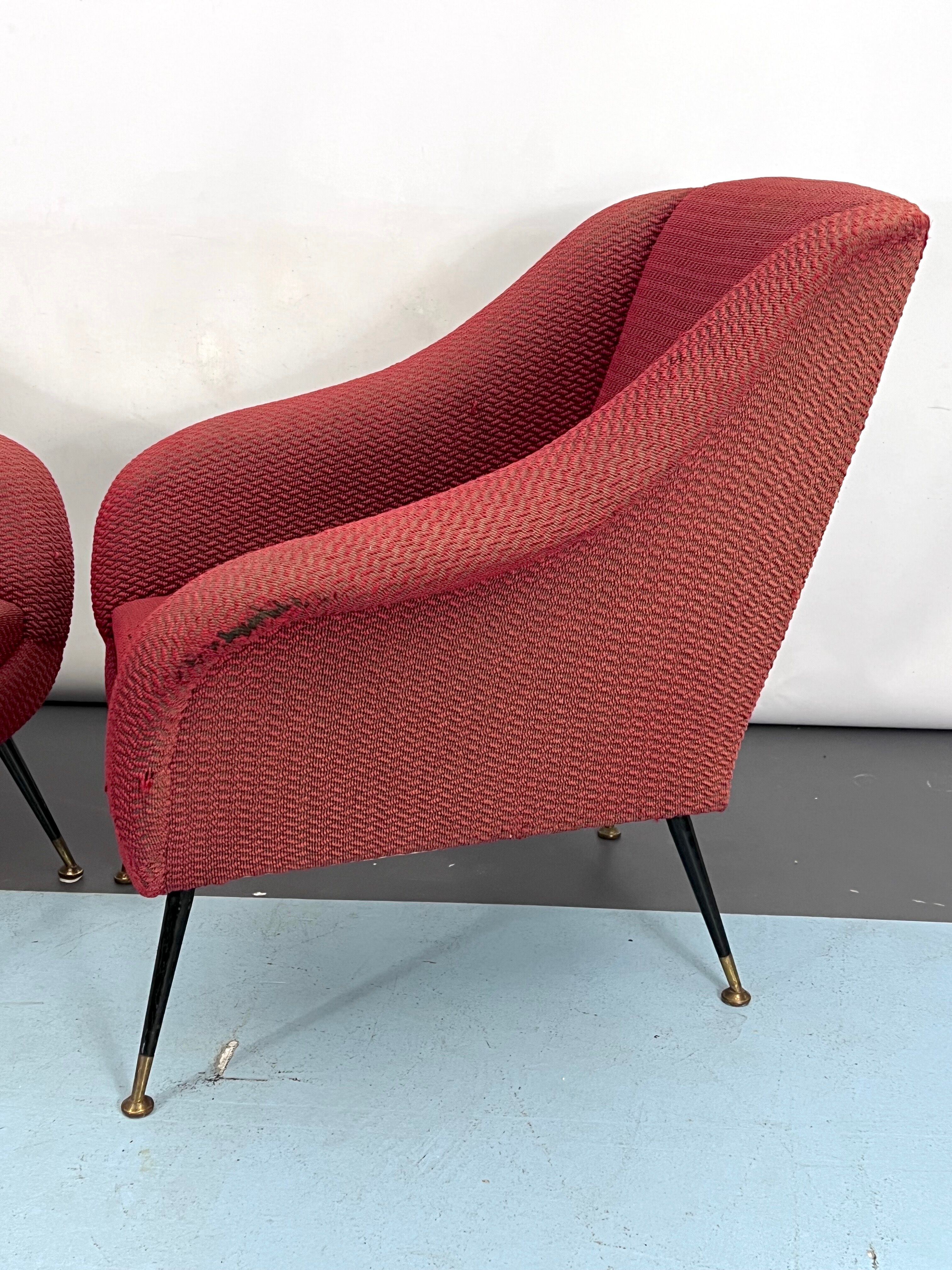 Mid-century pair of lounge chairs by Gigi Radice for Minotti, Italy 1950s