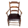 Antique rustic armchair in walnut and leather, 18th century.