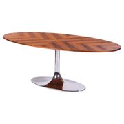 Table ovale fonctionnelle en chrome et noyer de Kovona, République tchèque, années 1960.
