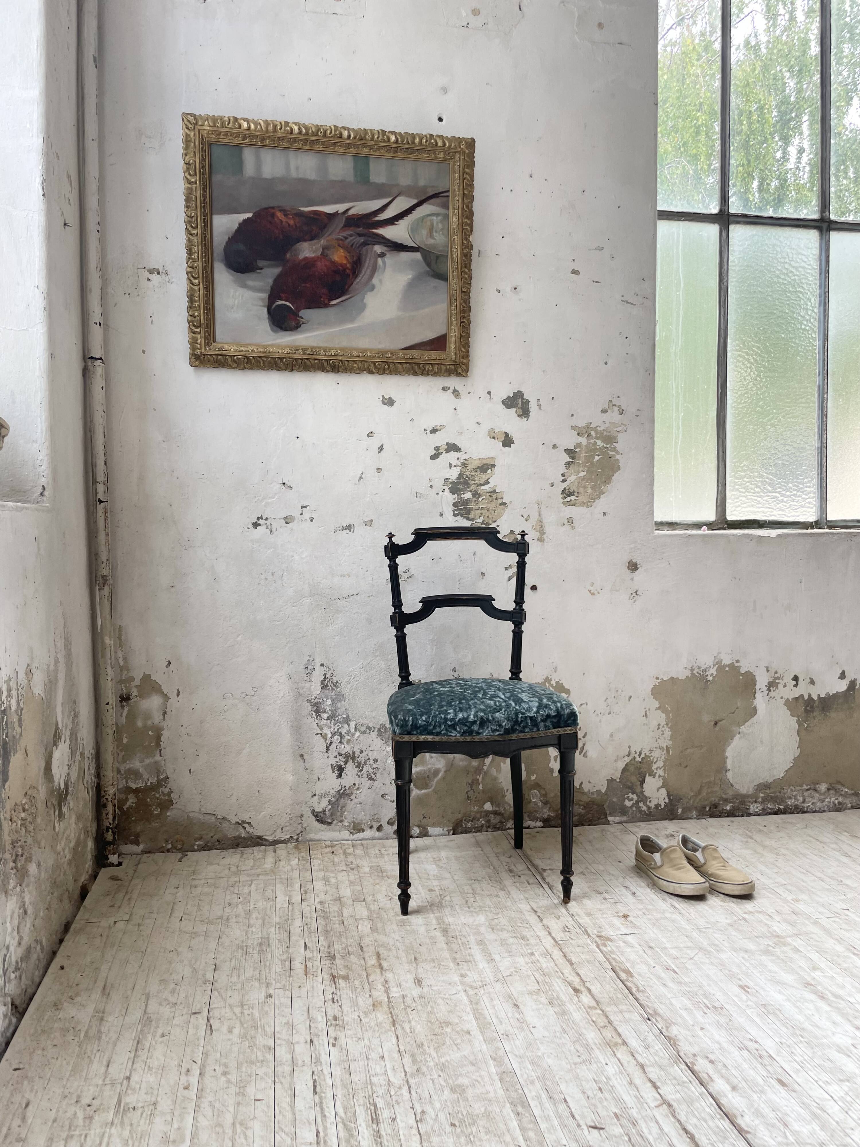 Chaise Napoléon 3 velours bleu