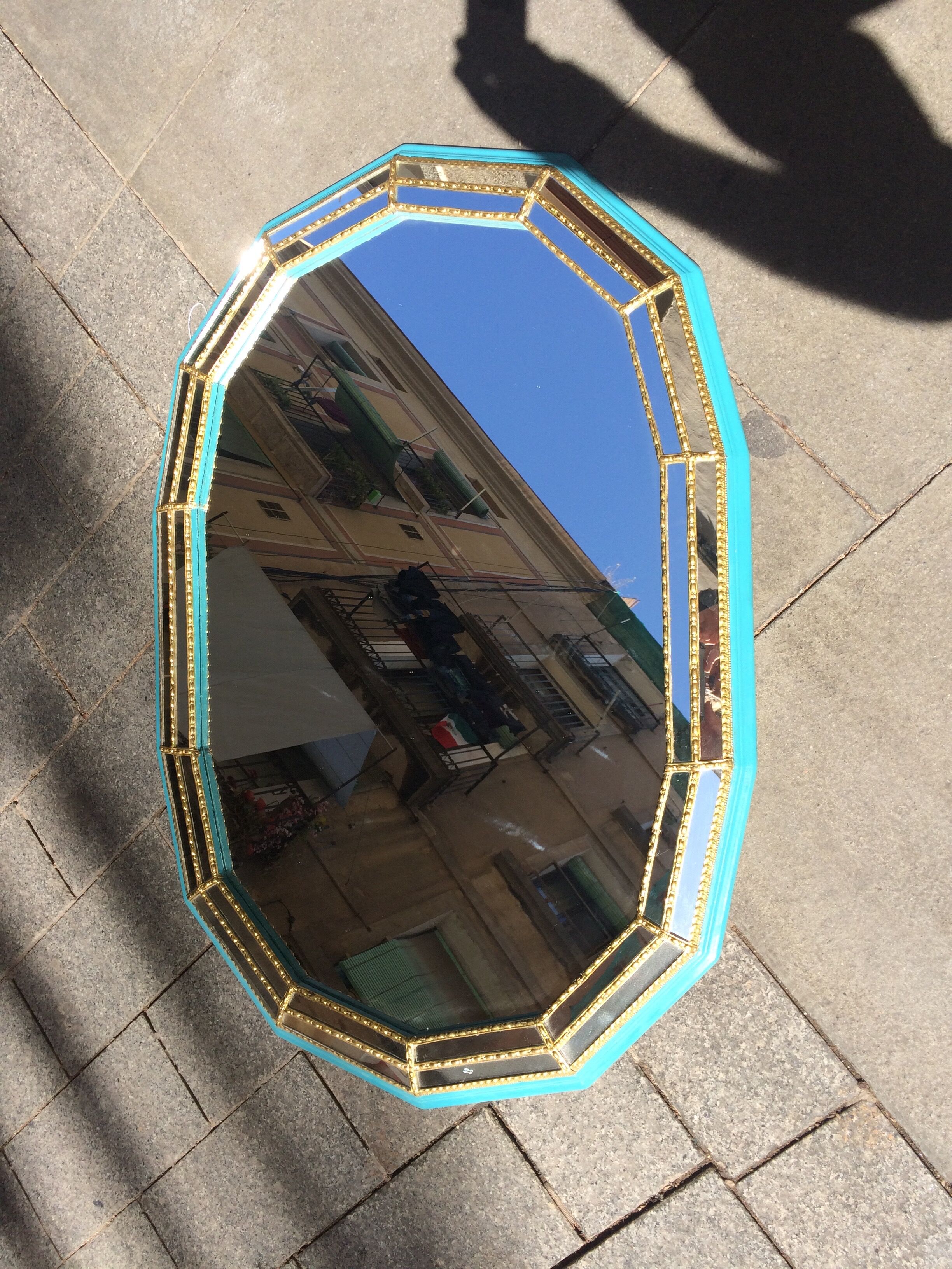 Mirror blue and gold 65x90cm