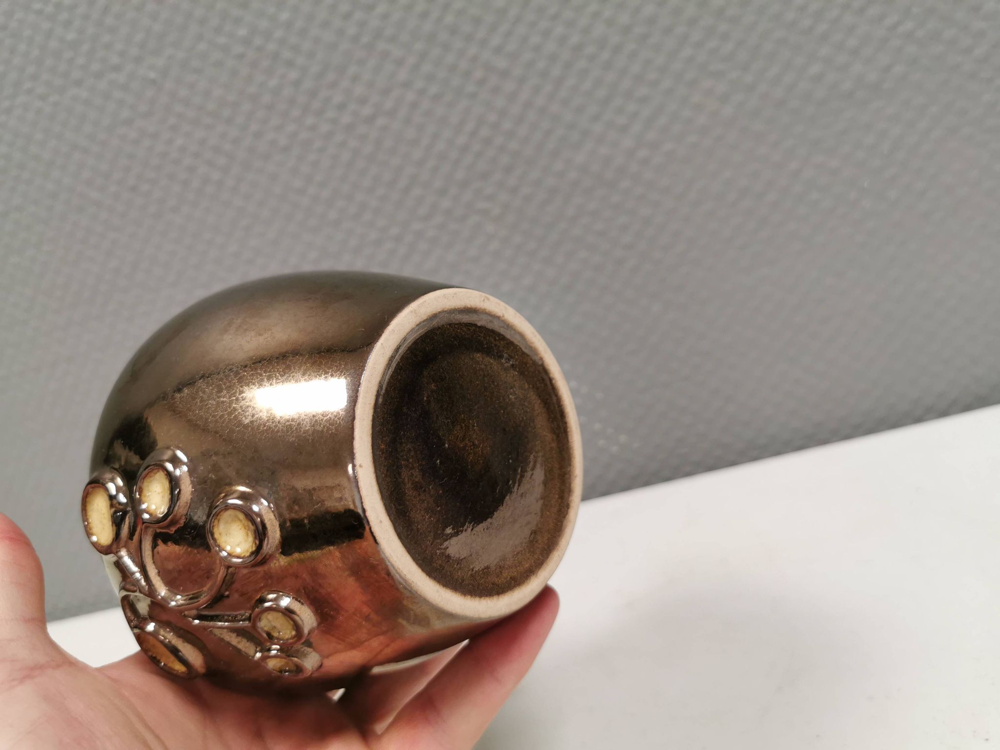 Ceramic vase with metal glaze from Frank ceramics Denmark 1970-80s.