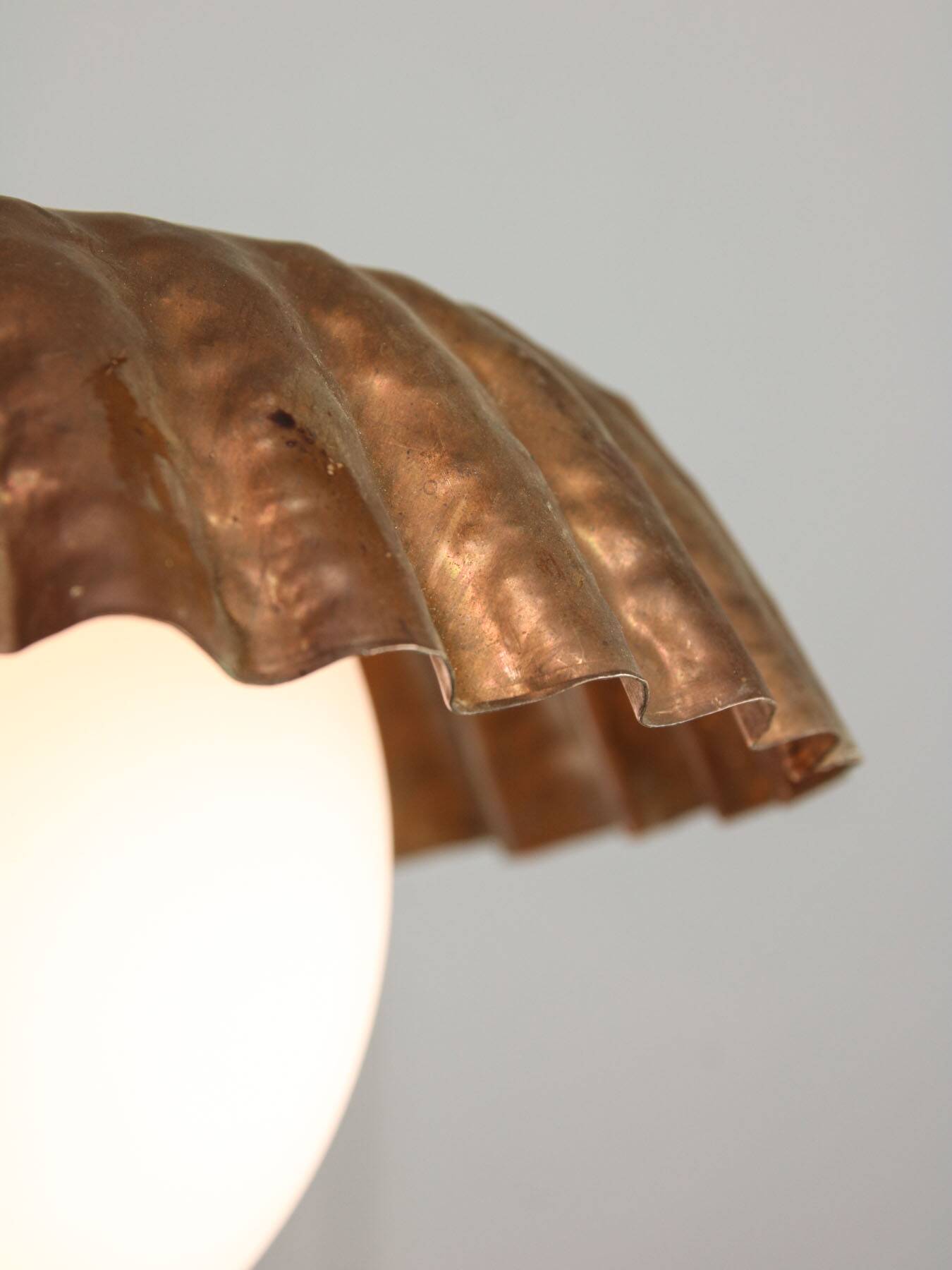 Mid-Century Italian Copper and Opaline Pendant Lamp