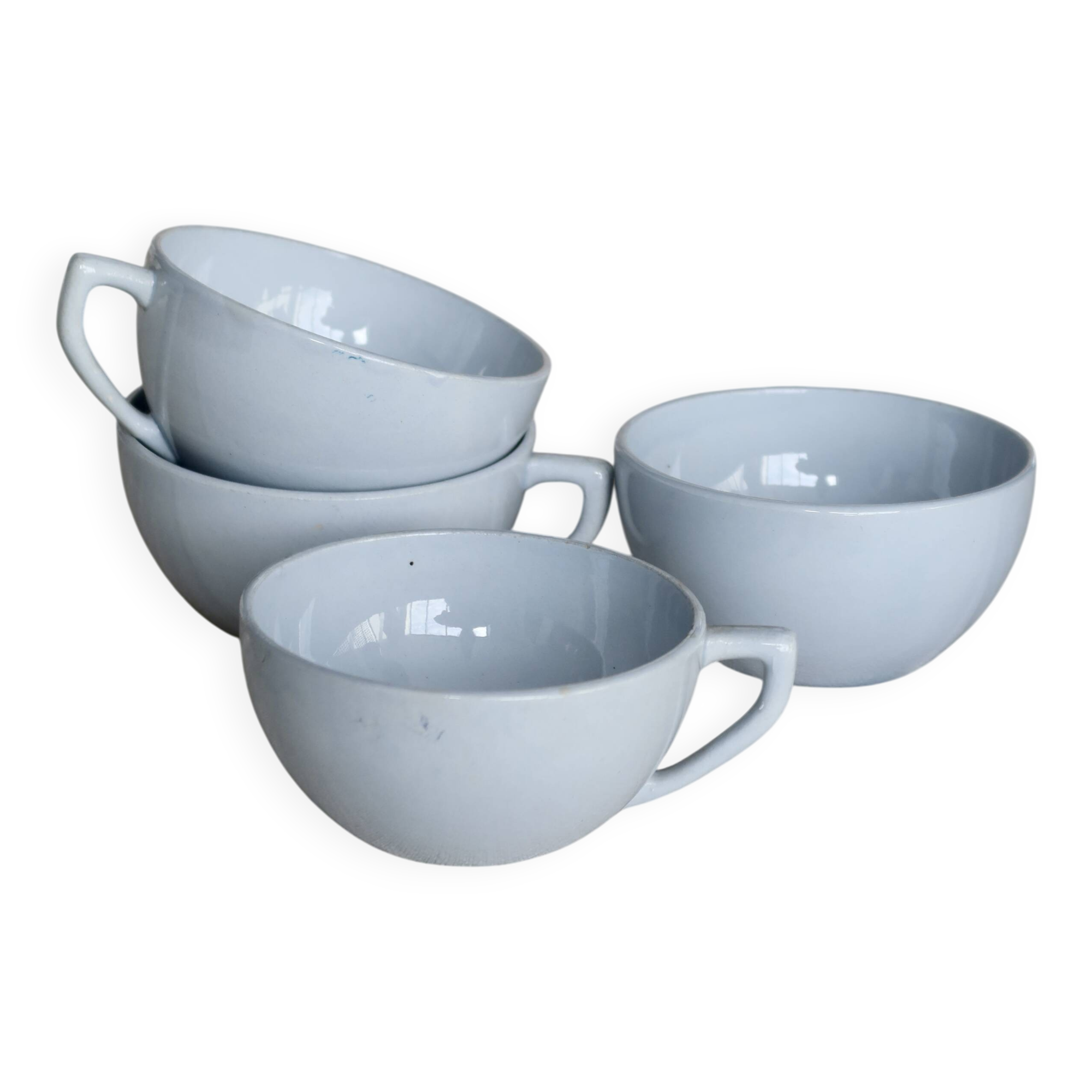 4 vintage ironstone coffee cups in sky blue – Digoin