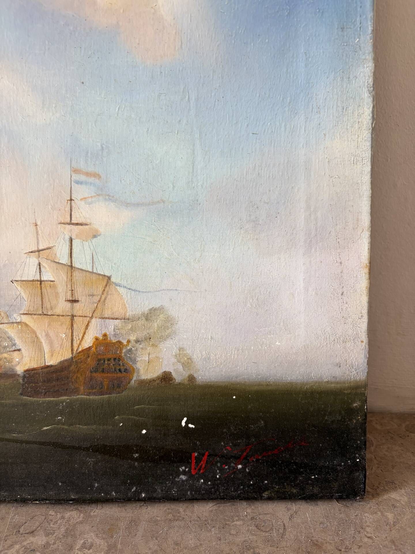 Marine, 20th century, oil on canvas signed