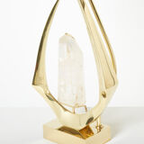 Paire de lampes en laiton cristal de roche signées Willy Daro