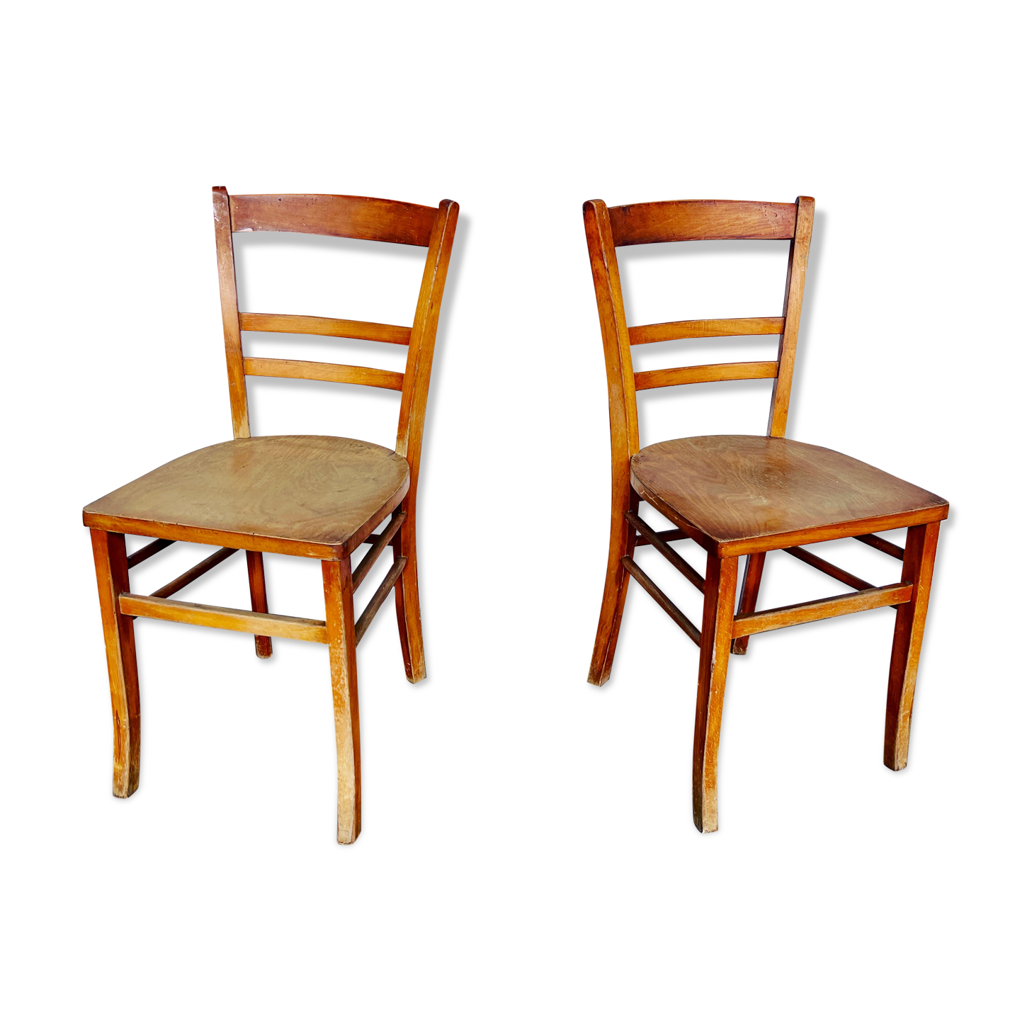 Pair of parisian wooden bistro chairs