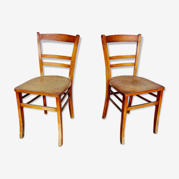 Pair of parisian wooden bistro chairs