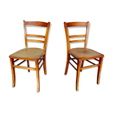 Paire de chaises bistrot en bois troquet Parisien