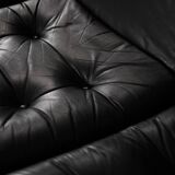 Vintage Mid-Century German Modern Minimalist Leather and Chrome Modular Sofa