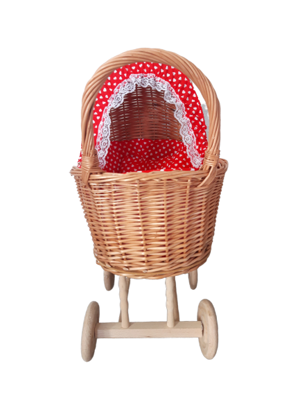 Wicker doll stroller