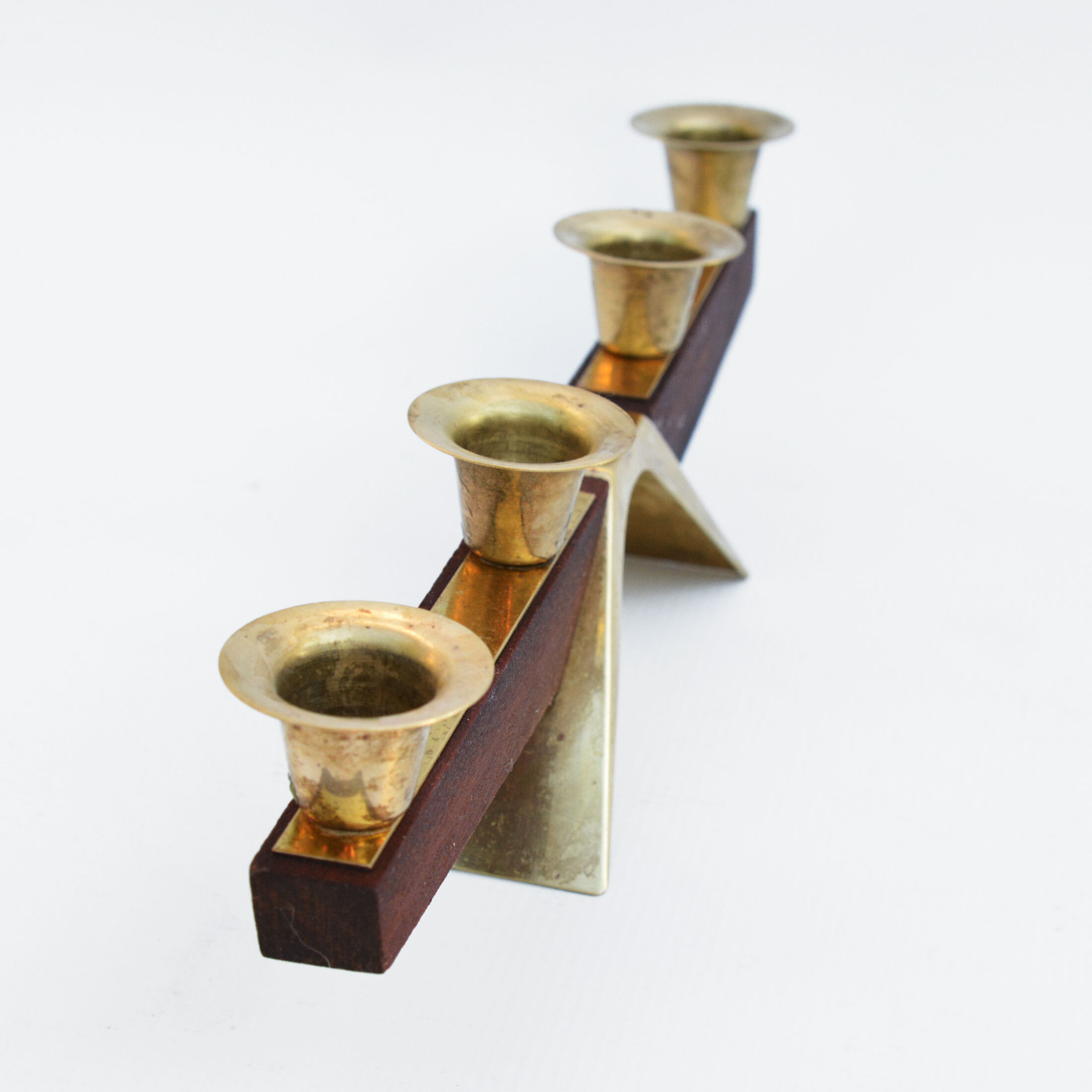 Teak two-arm candlestick, Denmark, 1970s