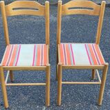 4 solid wood chairs with straw and fabric