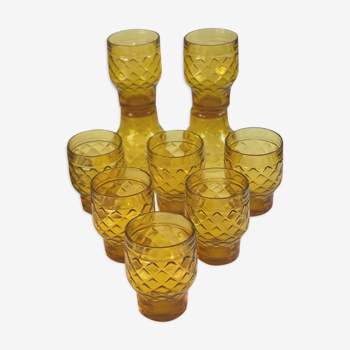Vintage amber water glass Pernod sa