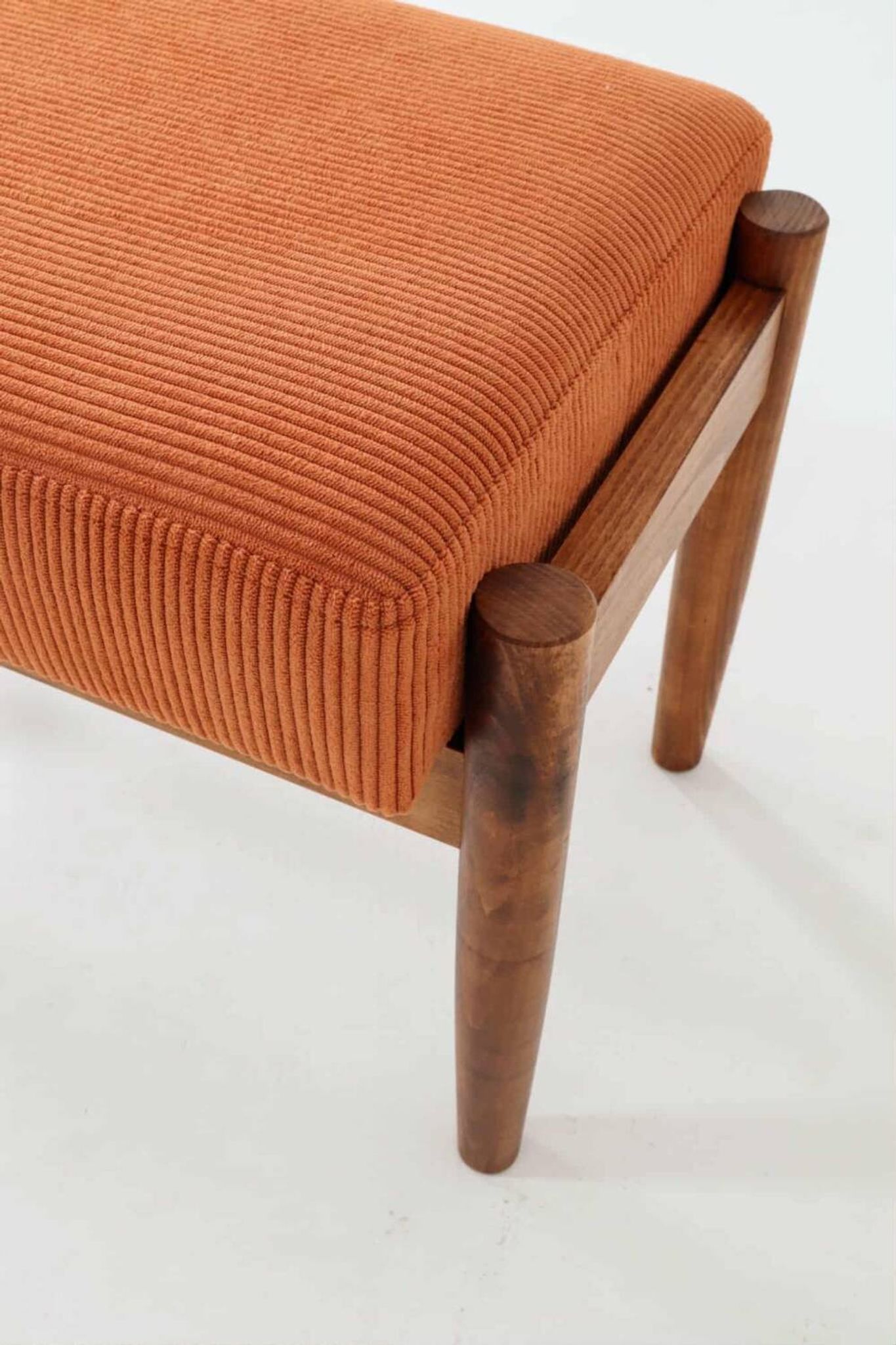 Vintage armchair pumpkin orange corduroy design by H.Lis