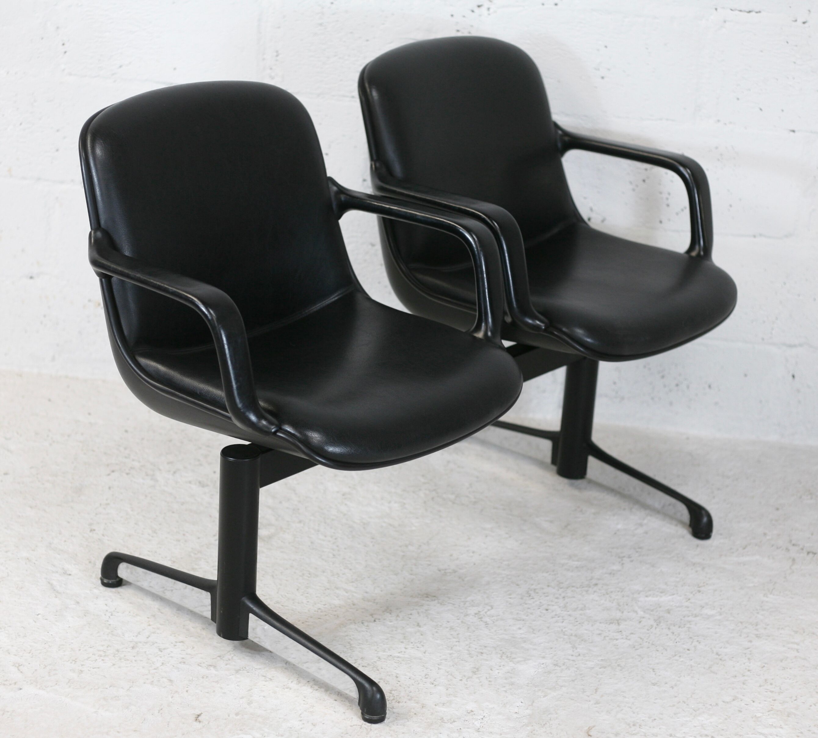 Bench imitation leather and steel, Italy, circa 1970