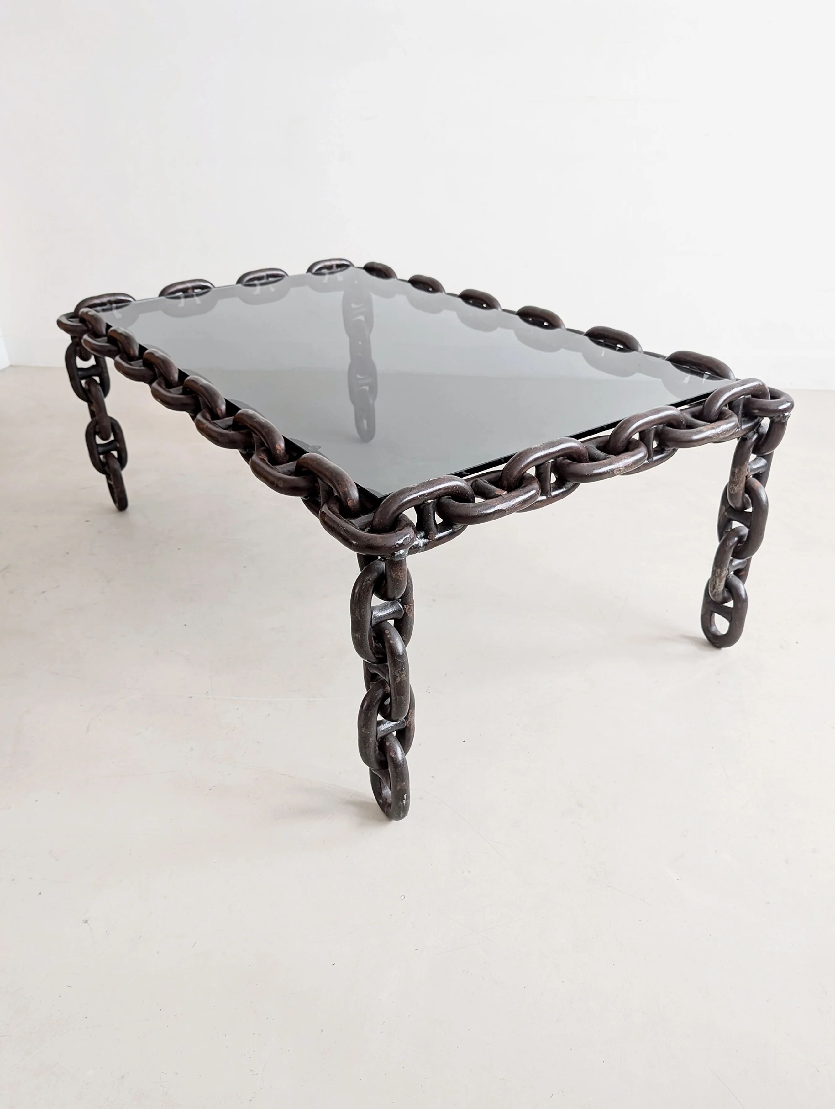 Brutalist chain link coffee table 1970s
