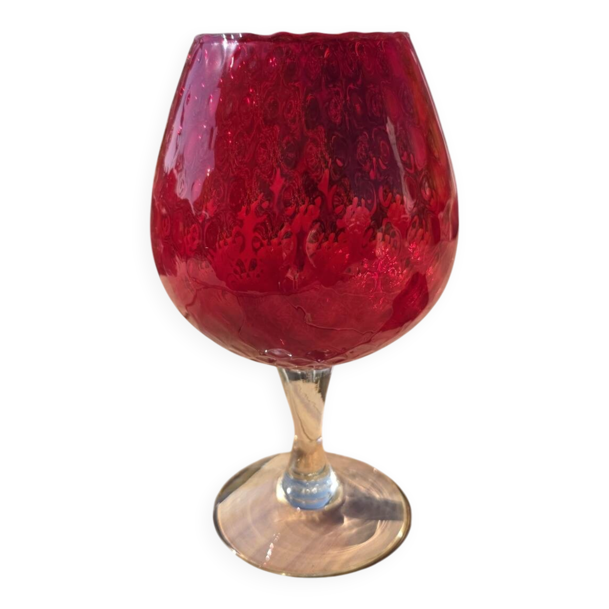 Giant glass 26 cm Empoli ruby red blown glass