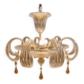 Important lustre Murano en verre soufflé transparent