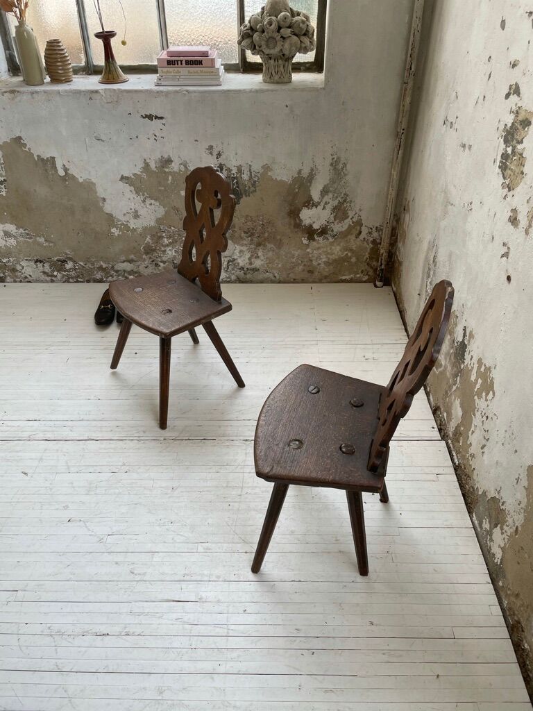 Pair of brutalist Alsatian mountain chairs 19th