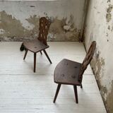 Pair of brutalist Alsatian mountain chairs 19th