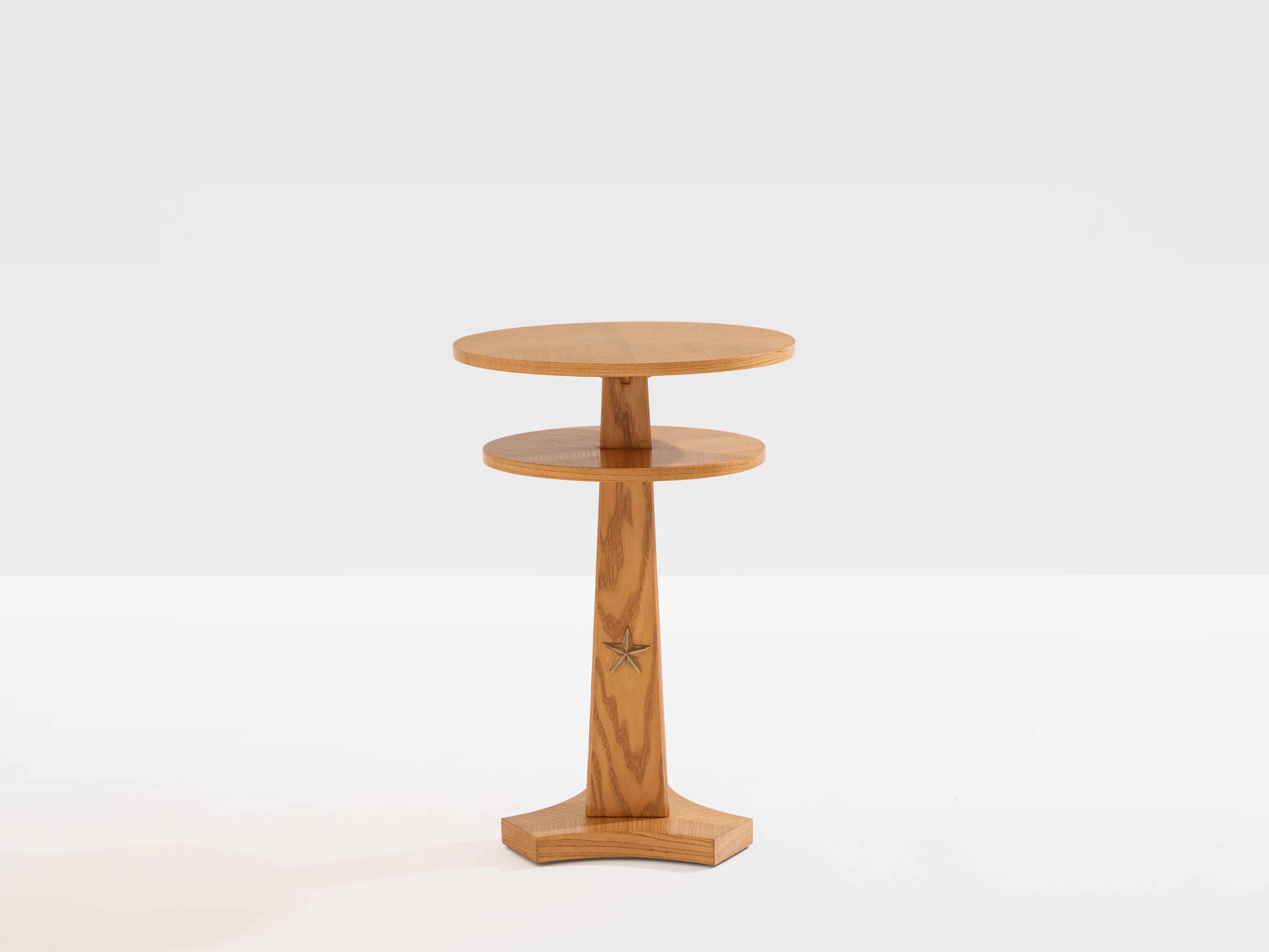 André Arbus table d'appoint en frêne et laiton vers 1940
